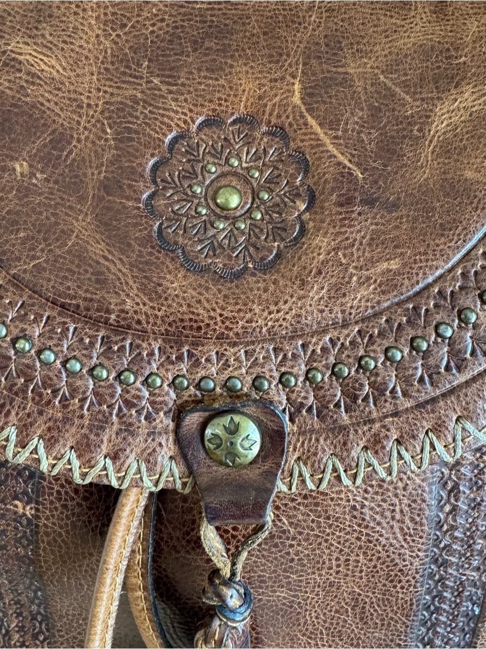 Patricia Nash Jovanna Backpack distressed Brown Leather purse bag - Picture 3 of 8